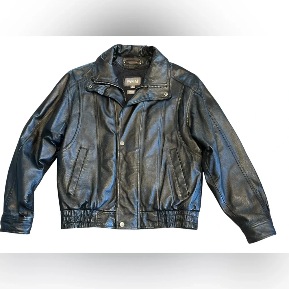 Wilsons Leather Black Bomber Jacket Men's
Medium Thinsulate Insulation RN 69426 - Picture 2 of 15